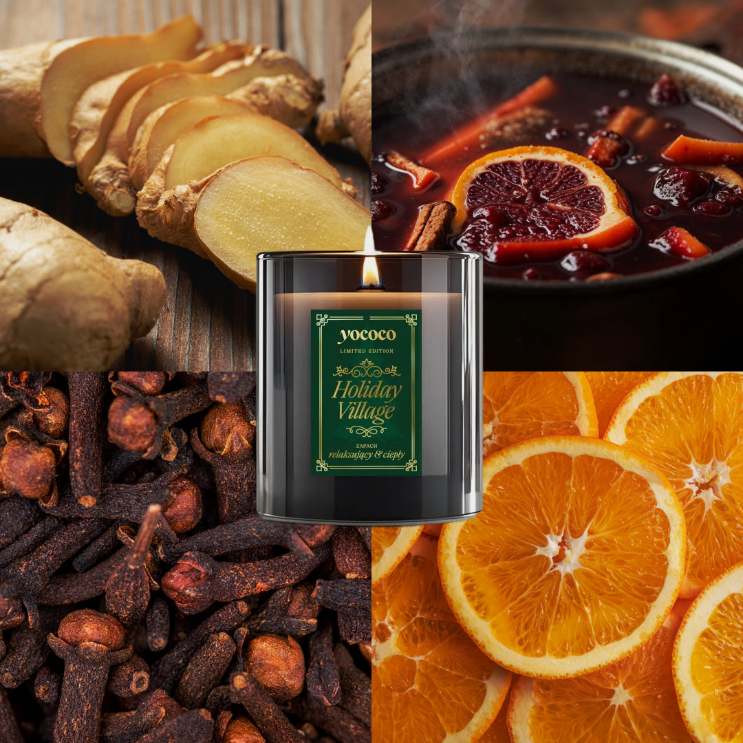 Holiday Village wosk | zapach : grzane wino + imbir + pomarańcza